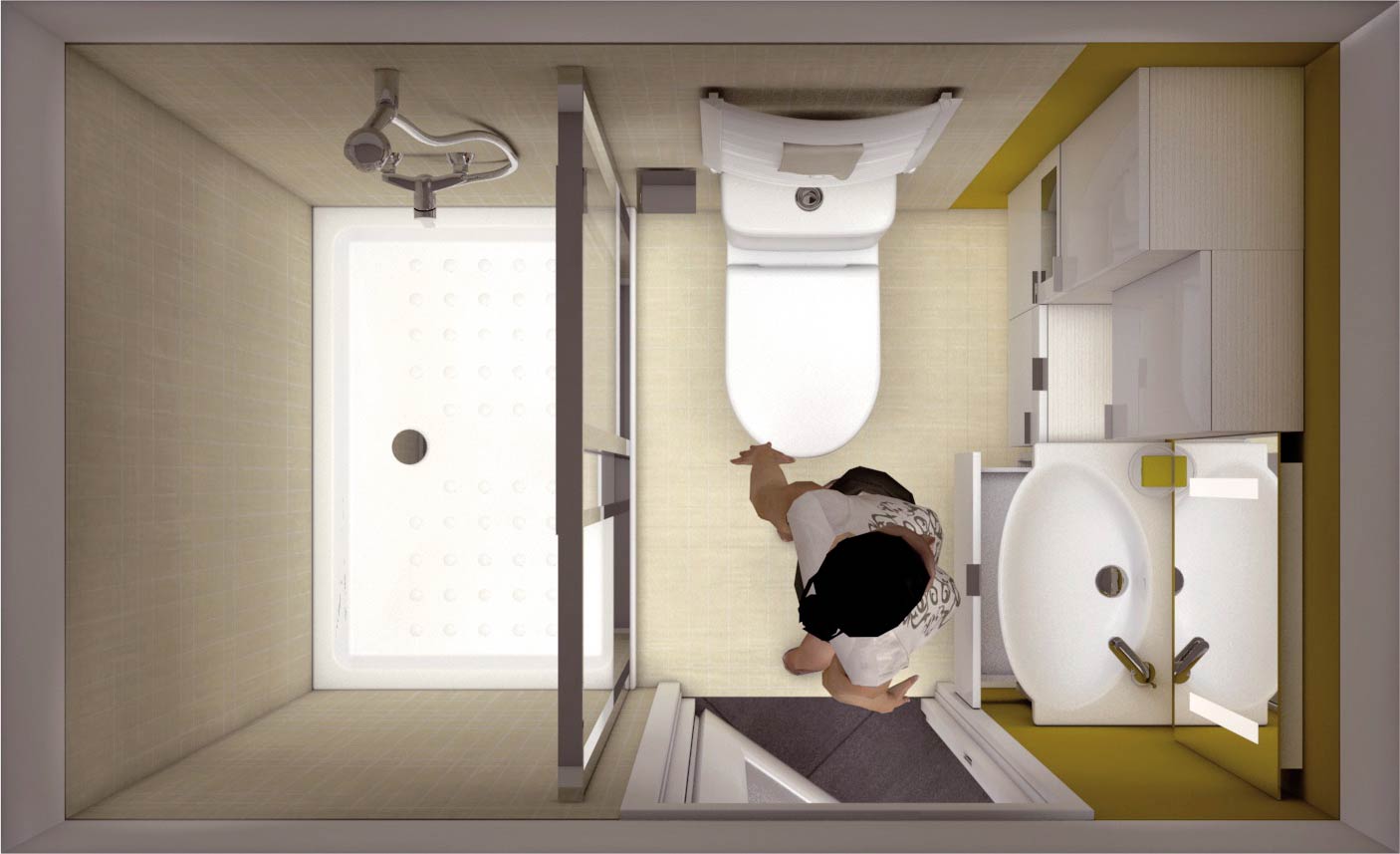 Návrhy malých koupelen – 2,4 m2 a 2,15 m2