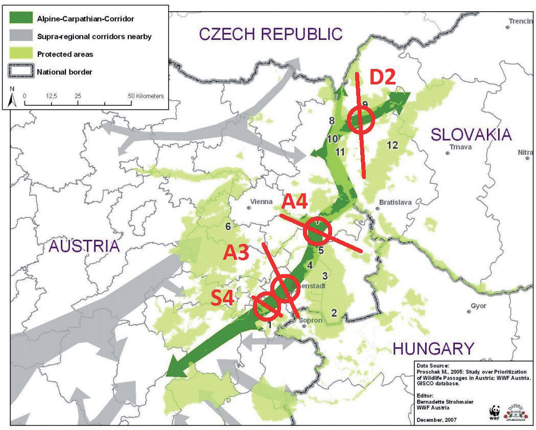 Obr. 1 Alpsko-Karpatský Koridor, Studie Proveditelnosti 2008, G. Egger a spol.