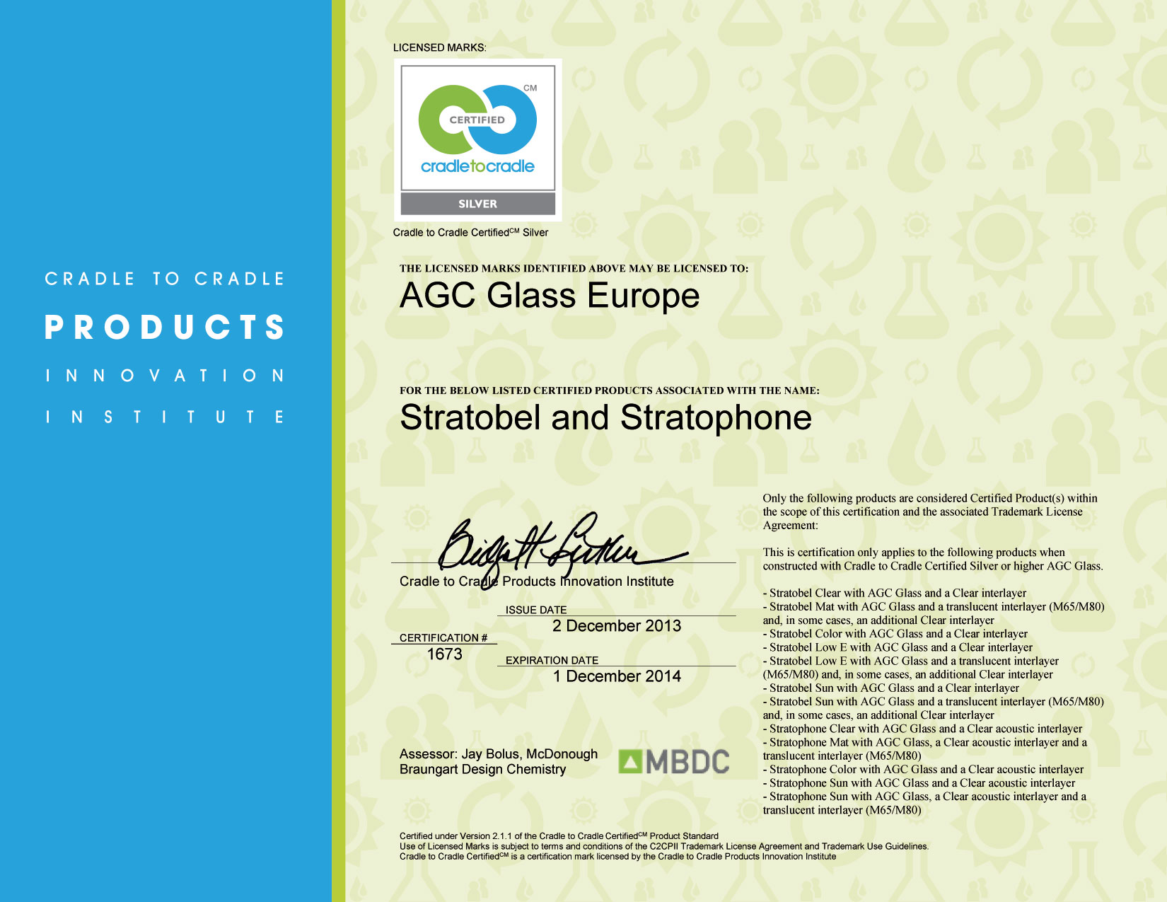 Certifikát cradle to cradle certifiedcm silver - C2C_Certificate_Stratobel_S