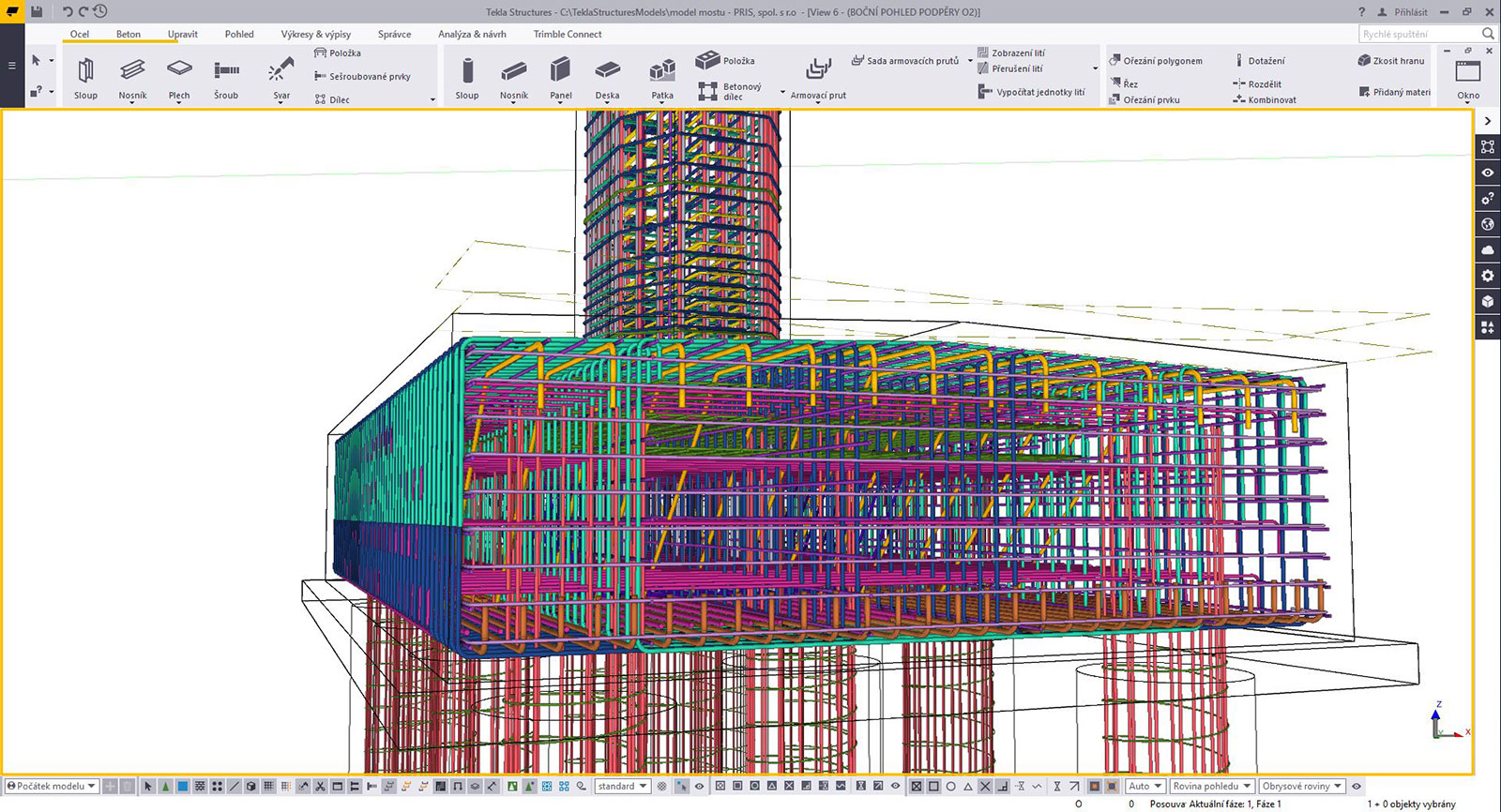 Příklad vyztužování pomocí komponent doplněný o ruční modelování v Tekla Structures