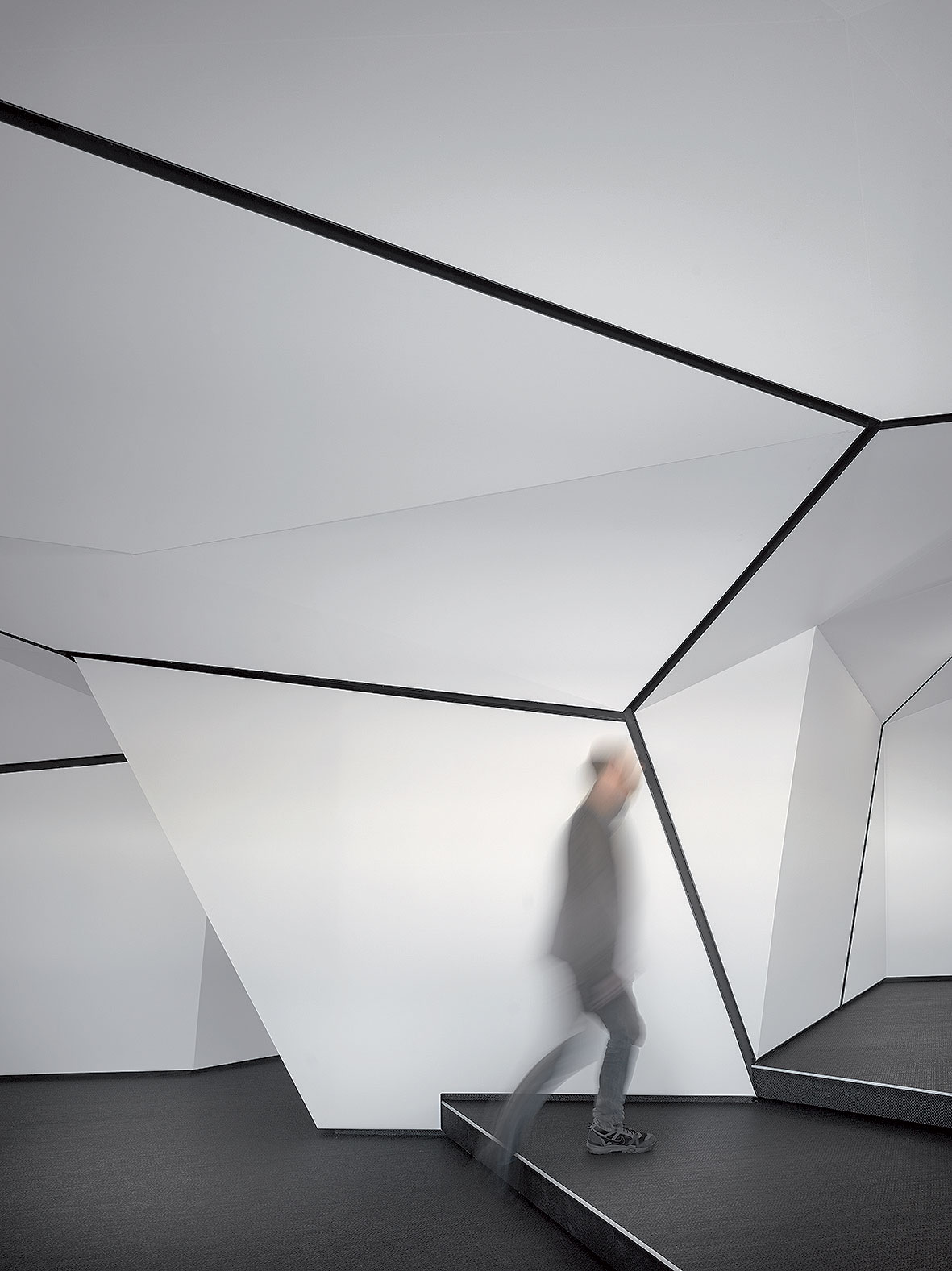 Koncepce je postavená na geometrické struktuře v interiéru Koncepce je postavená na geometrické struktuře v interiéru