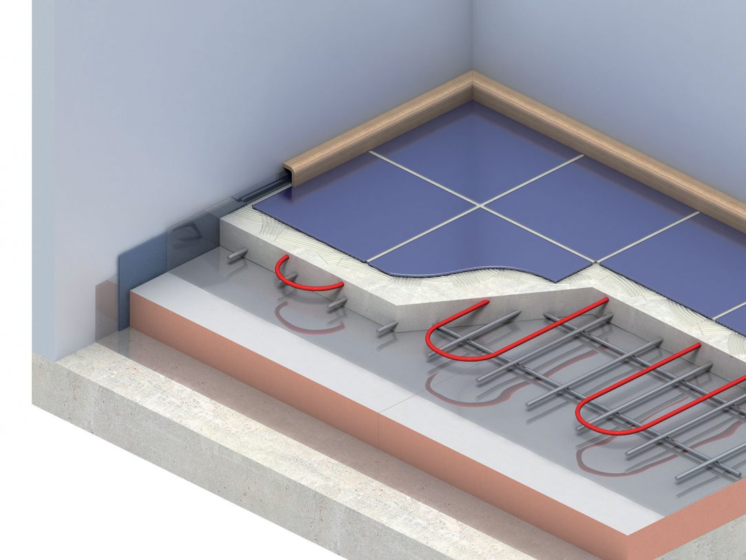 Příklad skladby podlahy s podlahovým vytápěním a s izolační podlahovou deskou Kingspan Kooltherm® K3