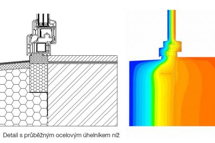 Obr. 1c Detail s průběžným ocelovým úhelníkem níž