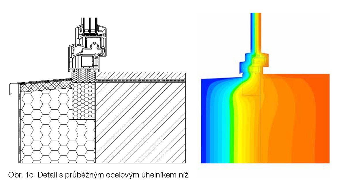 Obr. 1c Detail s průběžným ocelovým úhelníkem níž