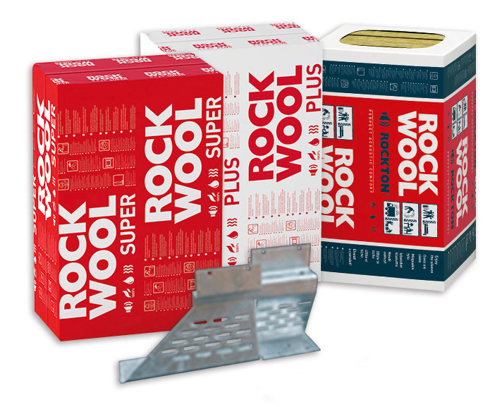 Izolace z kamenné vlny ROCKWOOL: ROCKTON, SUPERROCK nebo ROCKMIN PLUS a nadkrokevní kovové držáky. 