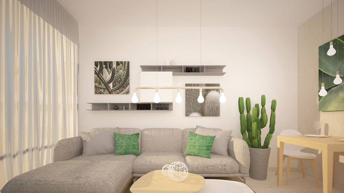 Návrh interiéru detail řešení obývacího pokoje DEHO