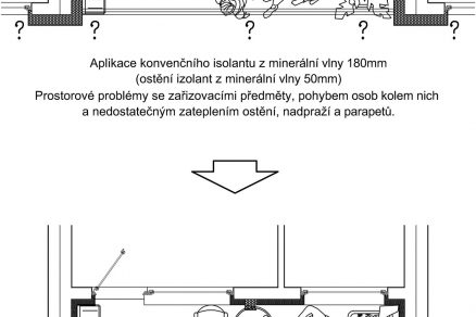 Rozdílné způsoby zateplení lodžie (běžný izolant versus Kooltherm® K5 Kontaktní fasádní deska)