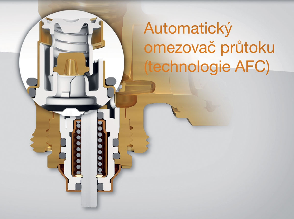 Obr. 2  Termostatický ventil s automatickou regulací průtoku s technologií AFC [1]