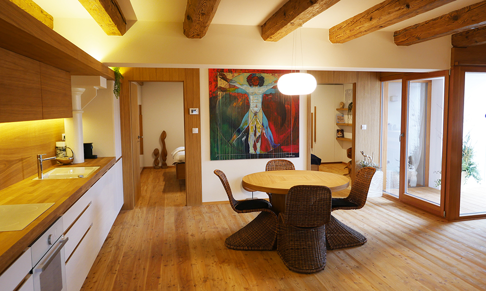 Interiér poskytl prostor pro vybudování bytů s dispozicemi 1 až 4kk