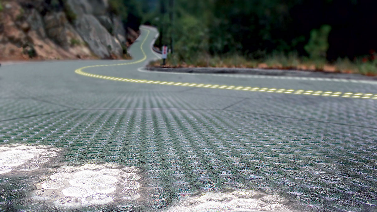 Takto by mohla venkovská silnice z materiálu Solar Roadways vypadat v budoucnu.