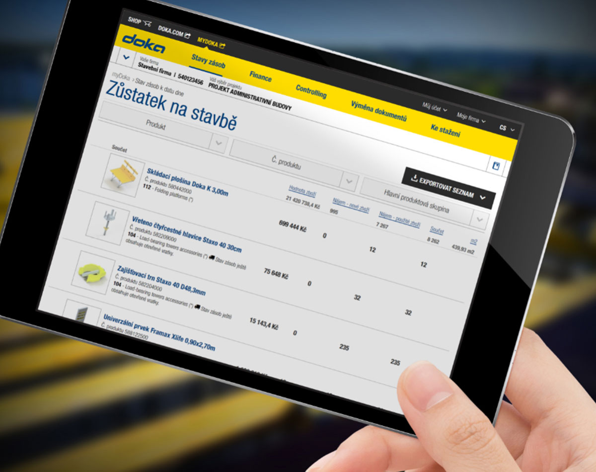 Nástroje v rámci zákaznického portálu myDoka umožňují online správu vašeho staveniště.