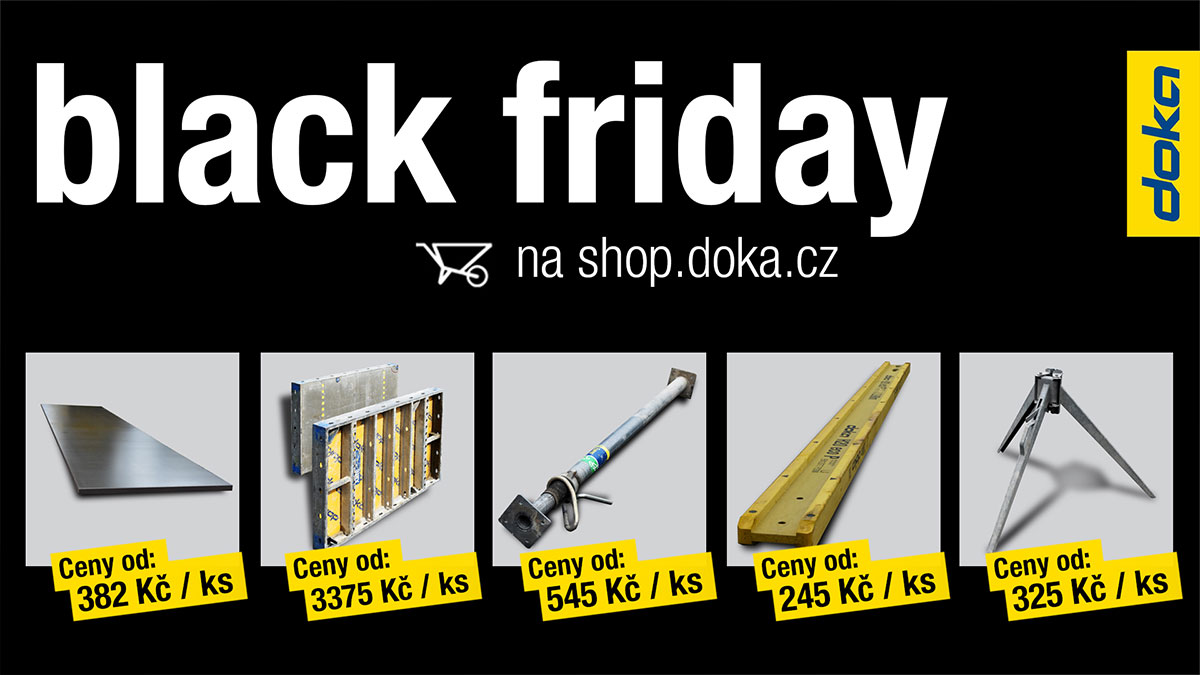 V rámci BLACK FRIDAY je možné získat použité komponenty bednění za neuvěřitelně nízké výprodejové ceny. Zvlášť s koncem roku, kdy řada firem investuje do vybavení, se podobná okase hodí. 