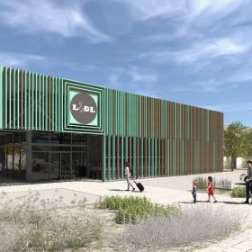 Vizualizace vítězného návrhu na nový Lidl od Ateliéru VAS