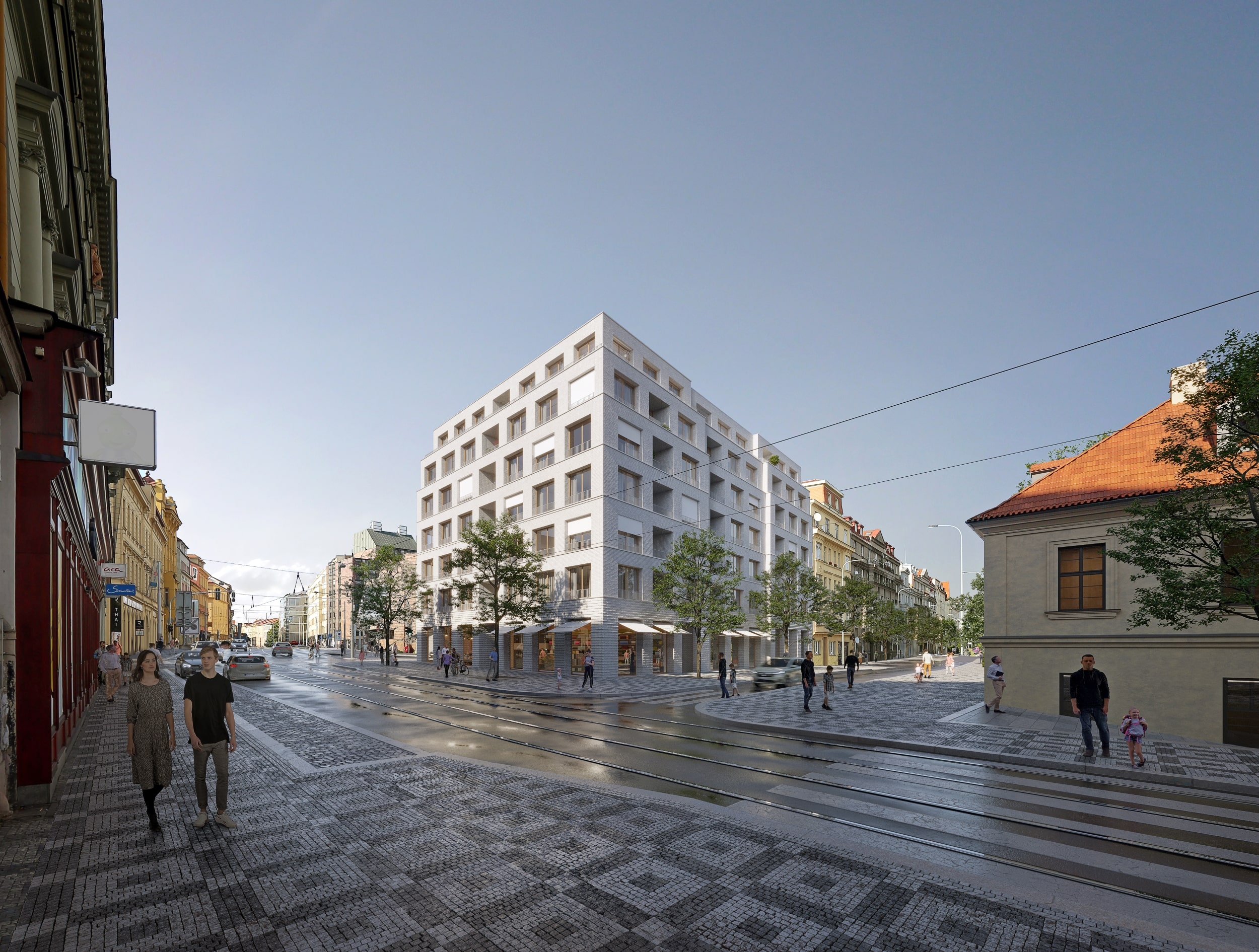 Vítězný návrh městského bytového domu V Botanice, Praha 5, architekt: Atelier bod architekti