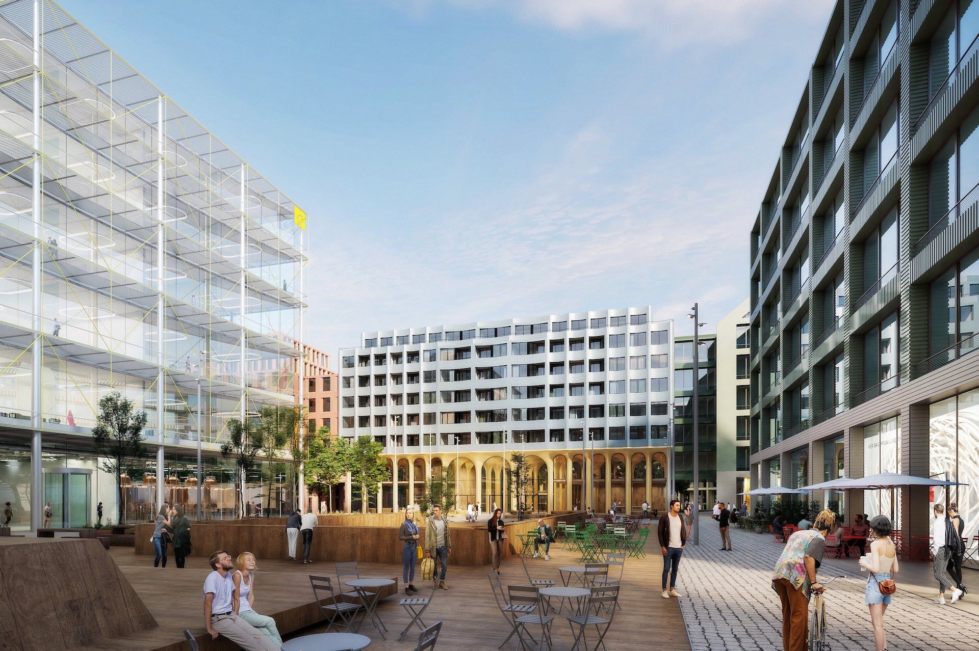 Pohled na nové náměstí v centrální části dostavby 4. kvadrantu, tým 20: Benthem Crouwel Architects (NL) + OVA (ČR