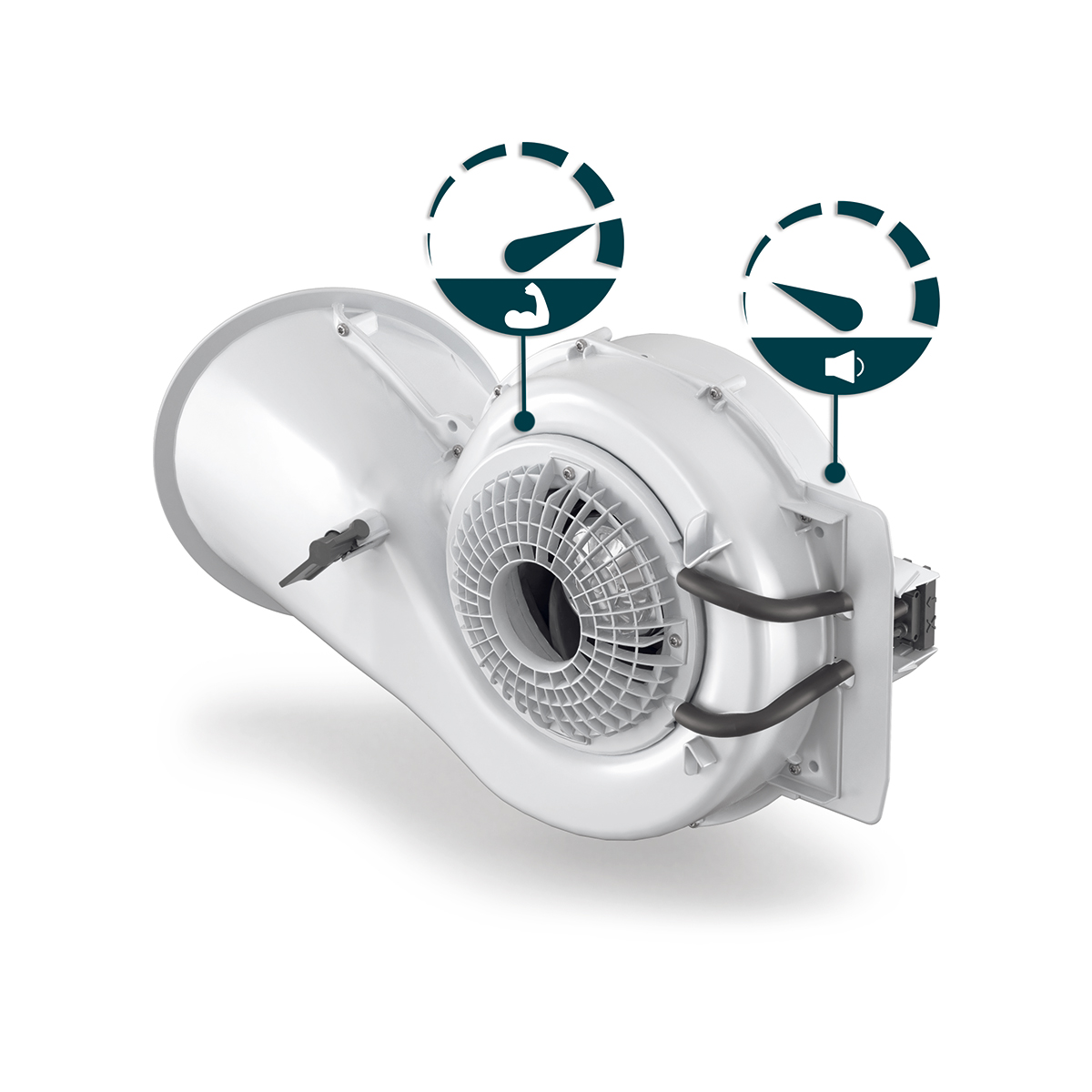 Jednotka Zehnder ComfoAir Flex je opatřena dvěma ventilátory spirálového tvaru pro zajištění tichého provozu, vysokého výkonu a nízké spotřeby energie.