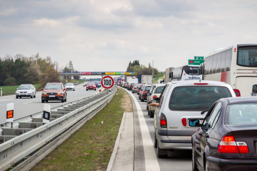 Prague,,Czech,Republic, ,April,14,,2017:,Traffic,Jam,On