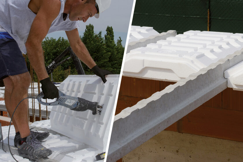 Montáž systému RECTOSTEN zachycuje instalaci polystyrenového stropního systému.