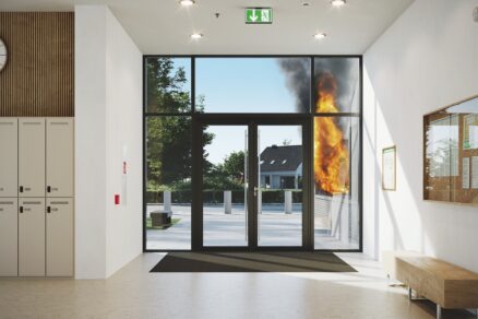 Nové hliníkové protipožární dveře Schüco FireStop ADS 90 FR 90-CE byly vyvinuty speciálně pro prostory s náročným provozem, jako jsou nemocnice, školy a školky, a v podstatě ztrojnásobily čas ochrany.