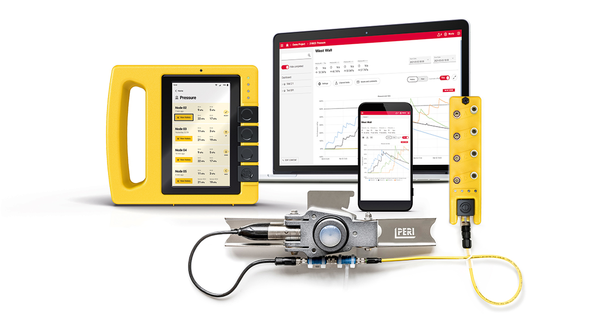 Systém PERI ISC s digitálními zařízeními pro monitoring tlaku betonu