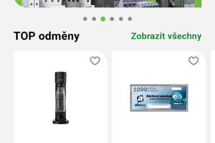 Rozhraní mobilní aplikace NAPP s nabídkou produktových novinek a věrnostních odměn