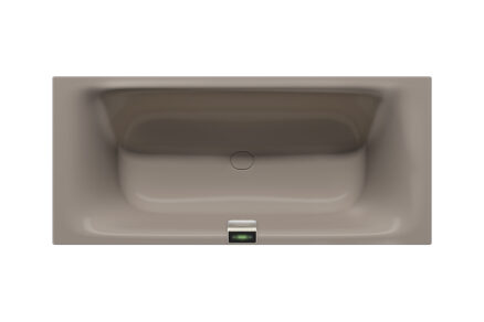 Moderní obdélníková vana v hnědém odstínu s integrovaným ovládacím prvkem
