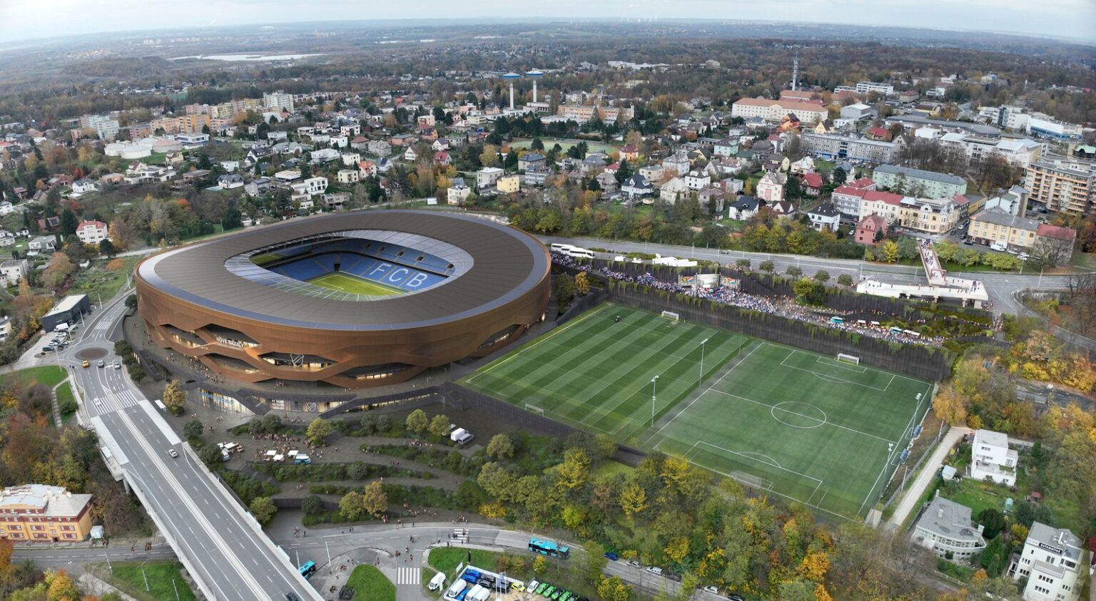 Vizualizace budoucí podoby stadionu Nové Bazaly