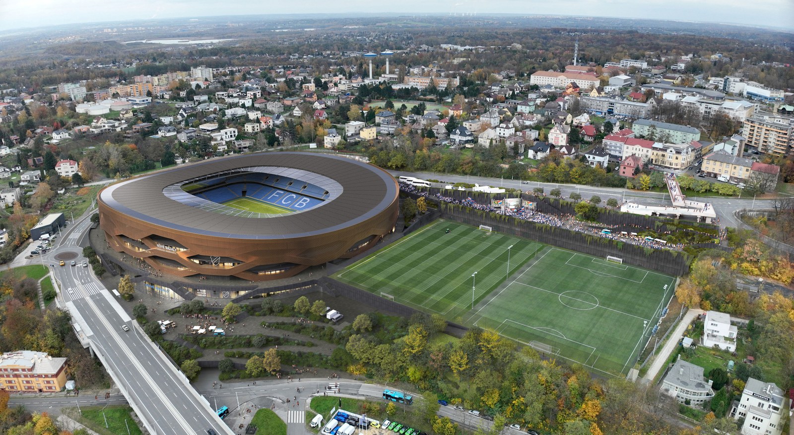 Vizualizace budoucí podoby stadionu Nové Bazaly