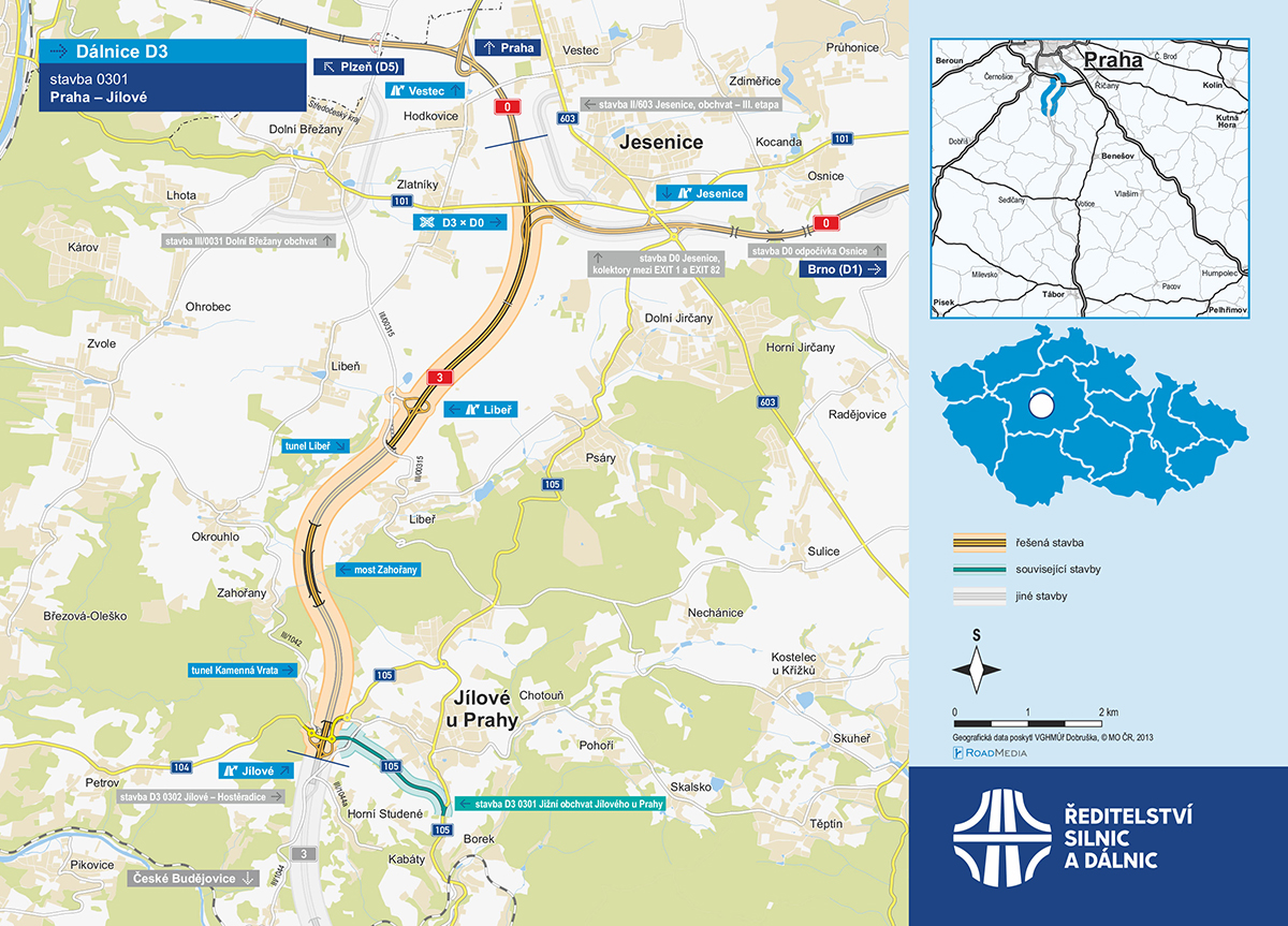 Obr. 1 Dálnice D3, stavba 0301 Praha – Jílové u Prahy