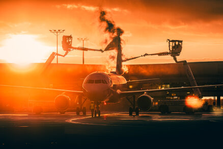 Obr. 7 Odmrazování letadel na letišti Václava Havla