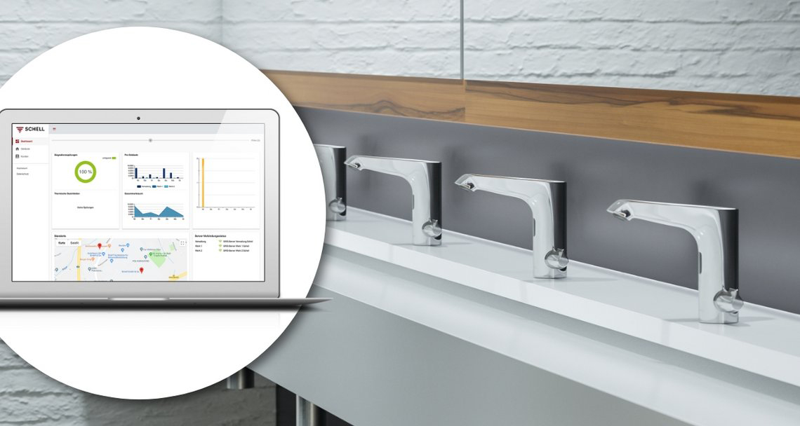 Centrální řízení senzorových armatur pomocí systému SCHELL Water Management System