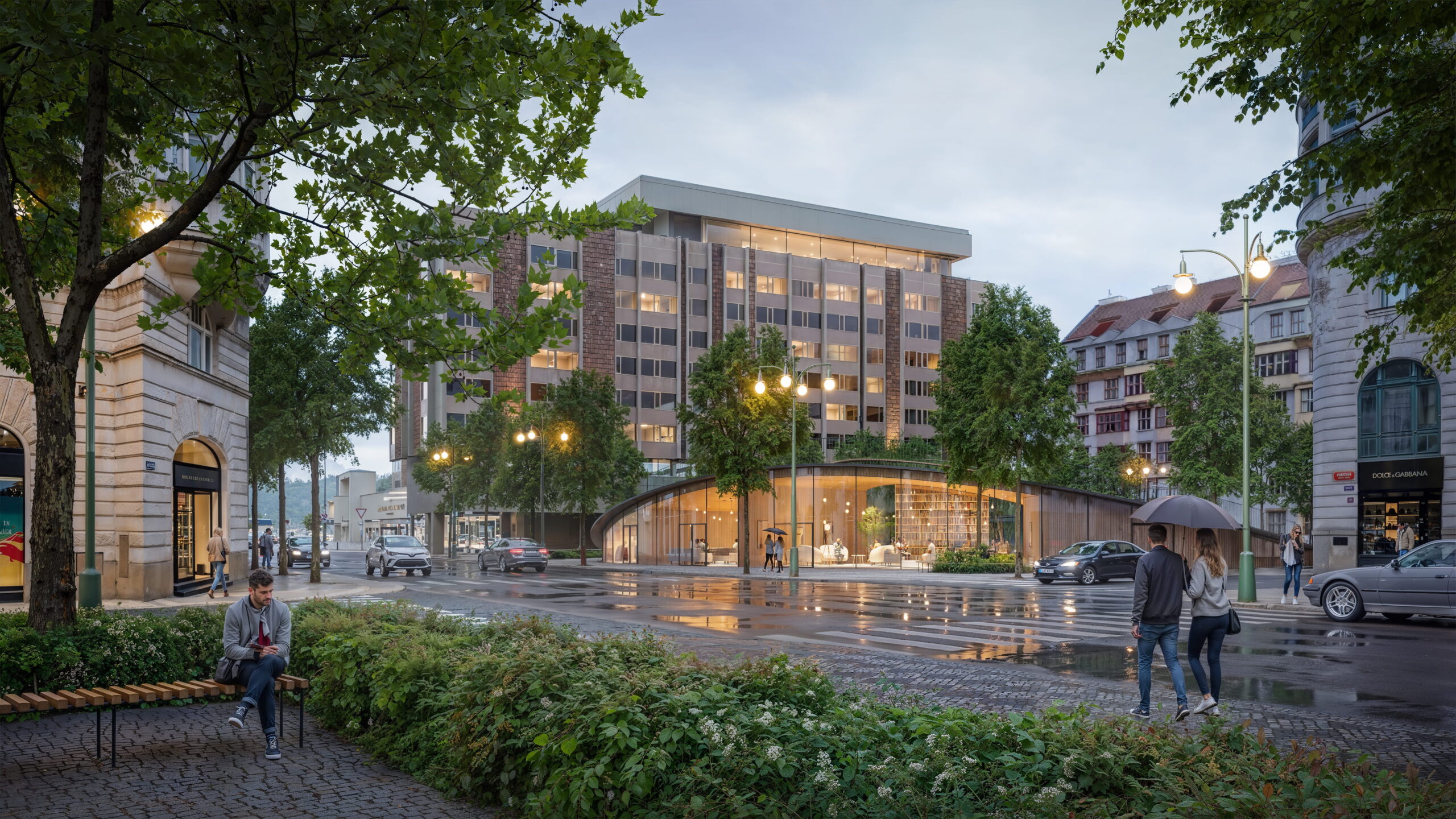 Piazzetta před hotelem Fairmont