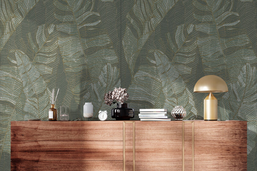 Obývací prostor s Rocko Tiles v obývacím pokoji – dekor R163 Silver