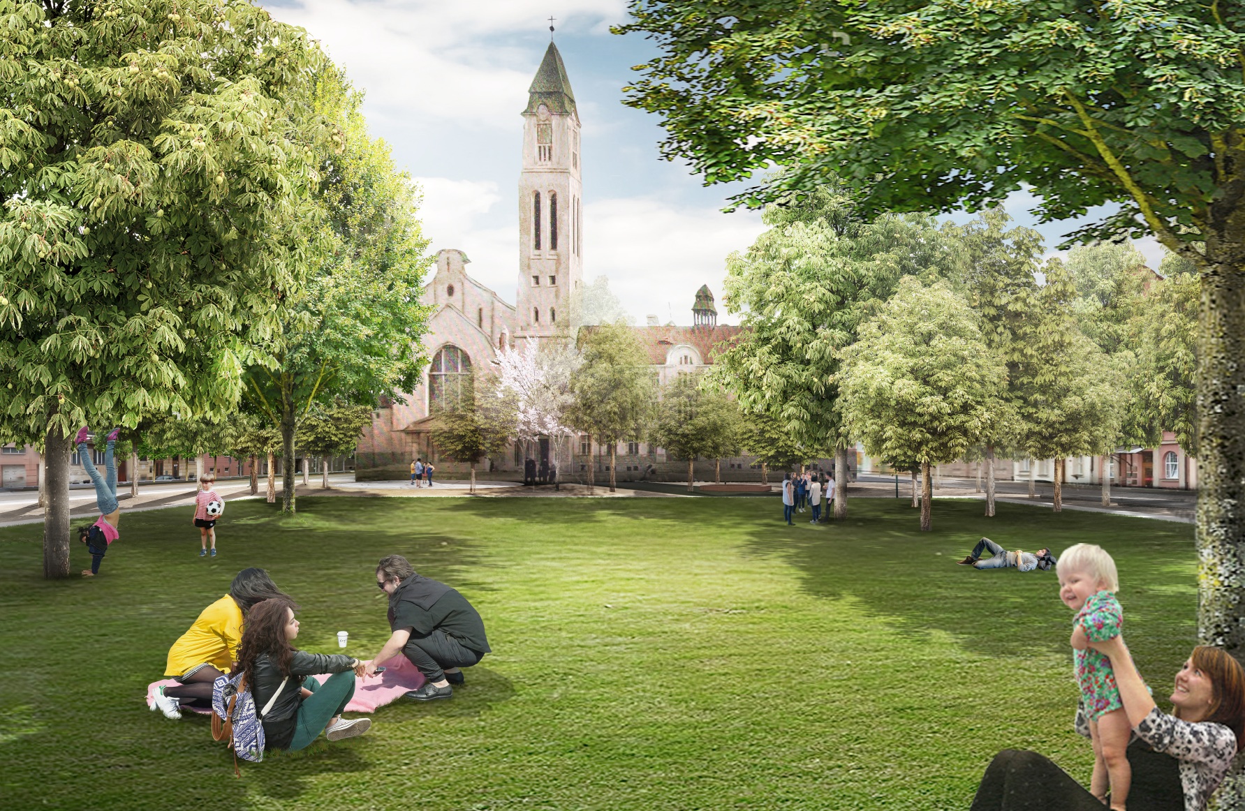 Dominantou prostoru zůstane kostel Panny Marie Růžencové, kolem něhož se bude nová podoba náměstí urbanisticky formovat