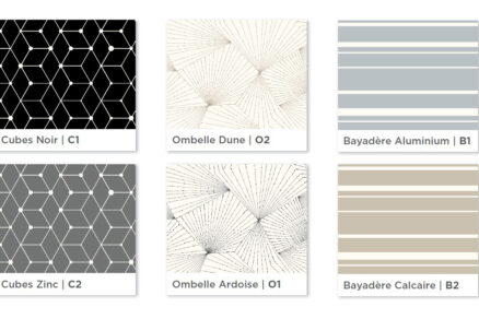 Grafické vzory akustických podhledů EuroDesign s geometrickými a lineárními motivy