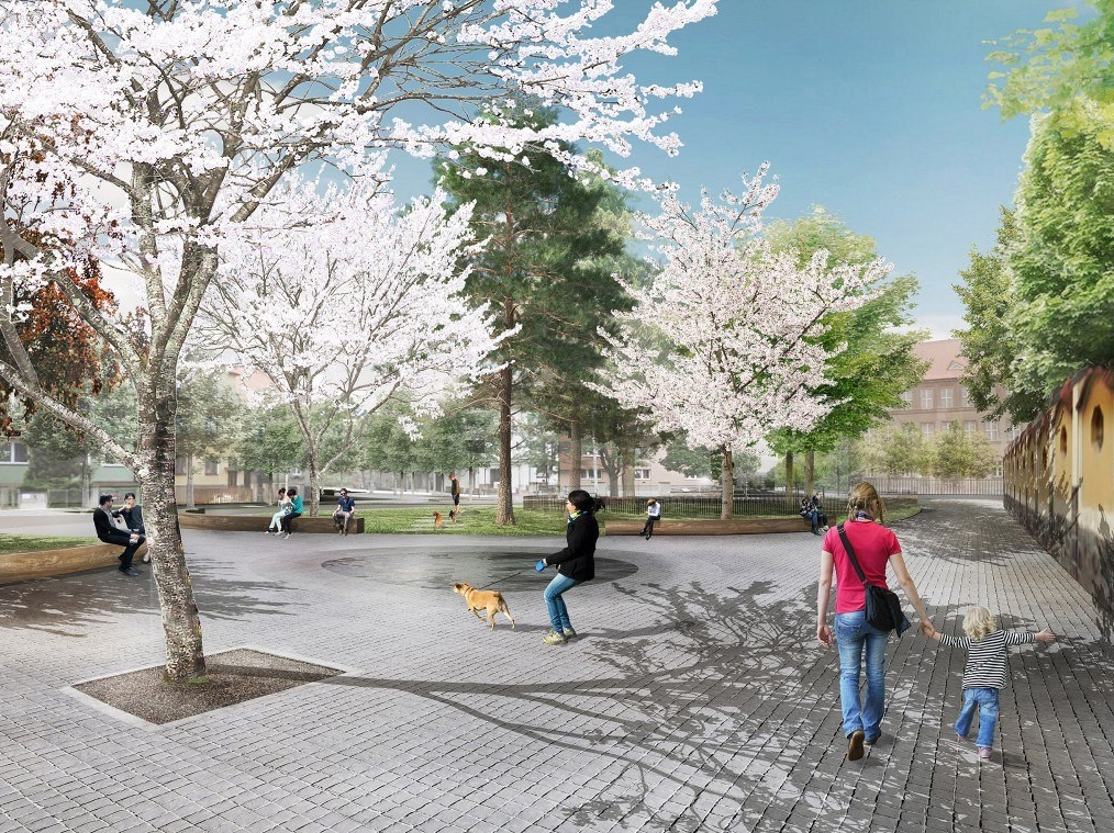 Revitalizace Jiráskova náměstí má sjednotit dnes roztříštěný prostor a vrátit mu jeho přirozenou pobytovou funkci.