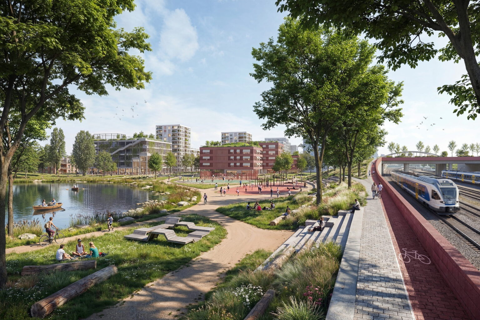 Parkové plochy a rekreační zázemí v rámci nové čtvrti