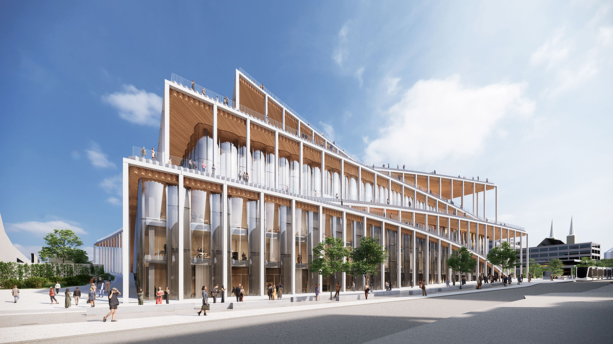 Vizualizace Vltavské filharmonie jako nové dominanty Prahy