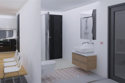 Moderní koupelna s elektrickým podlahovým vytápěním