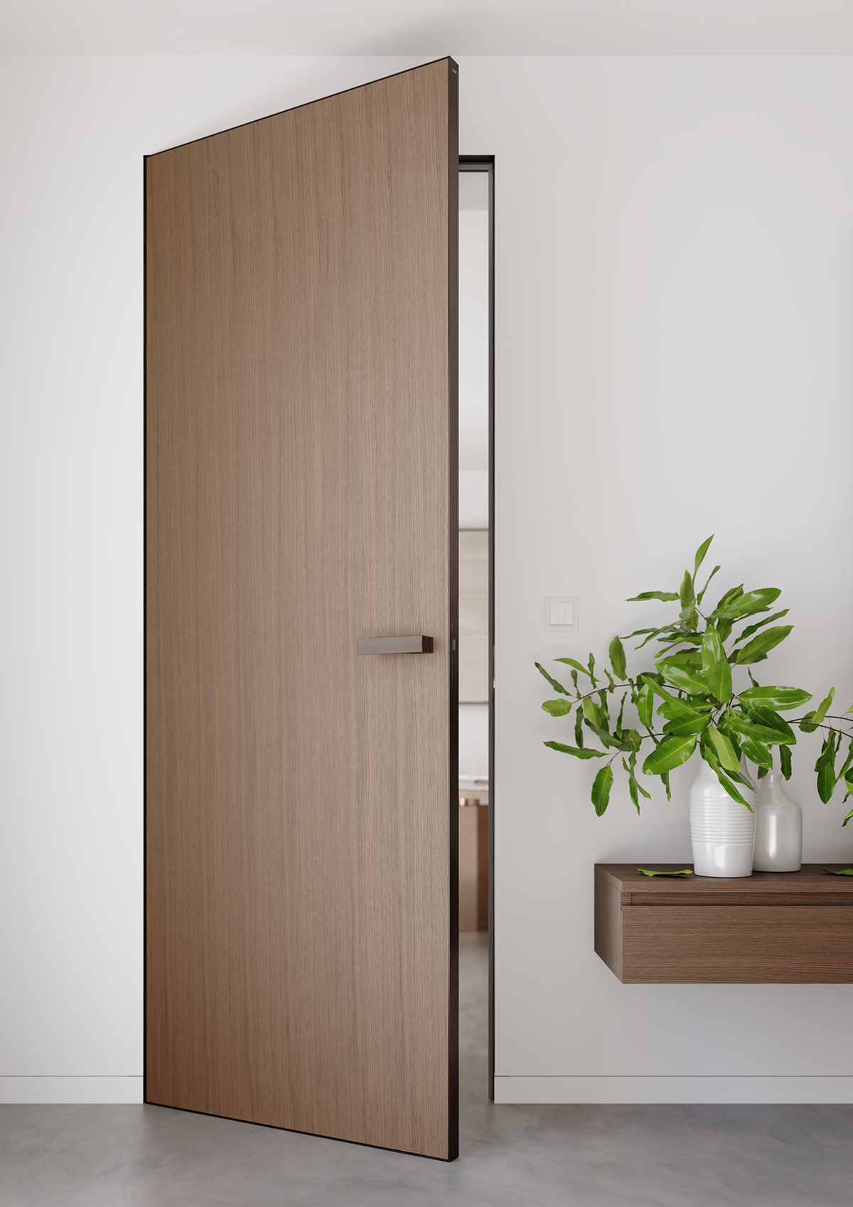 Otočné dveře MASTER s dýhou, skrytá zárubeň AKTIVE 40/00