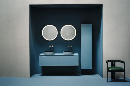LAUFEN VITREON STEEL DOUBLE WASHBASINS BLUE