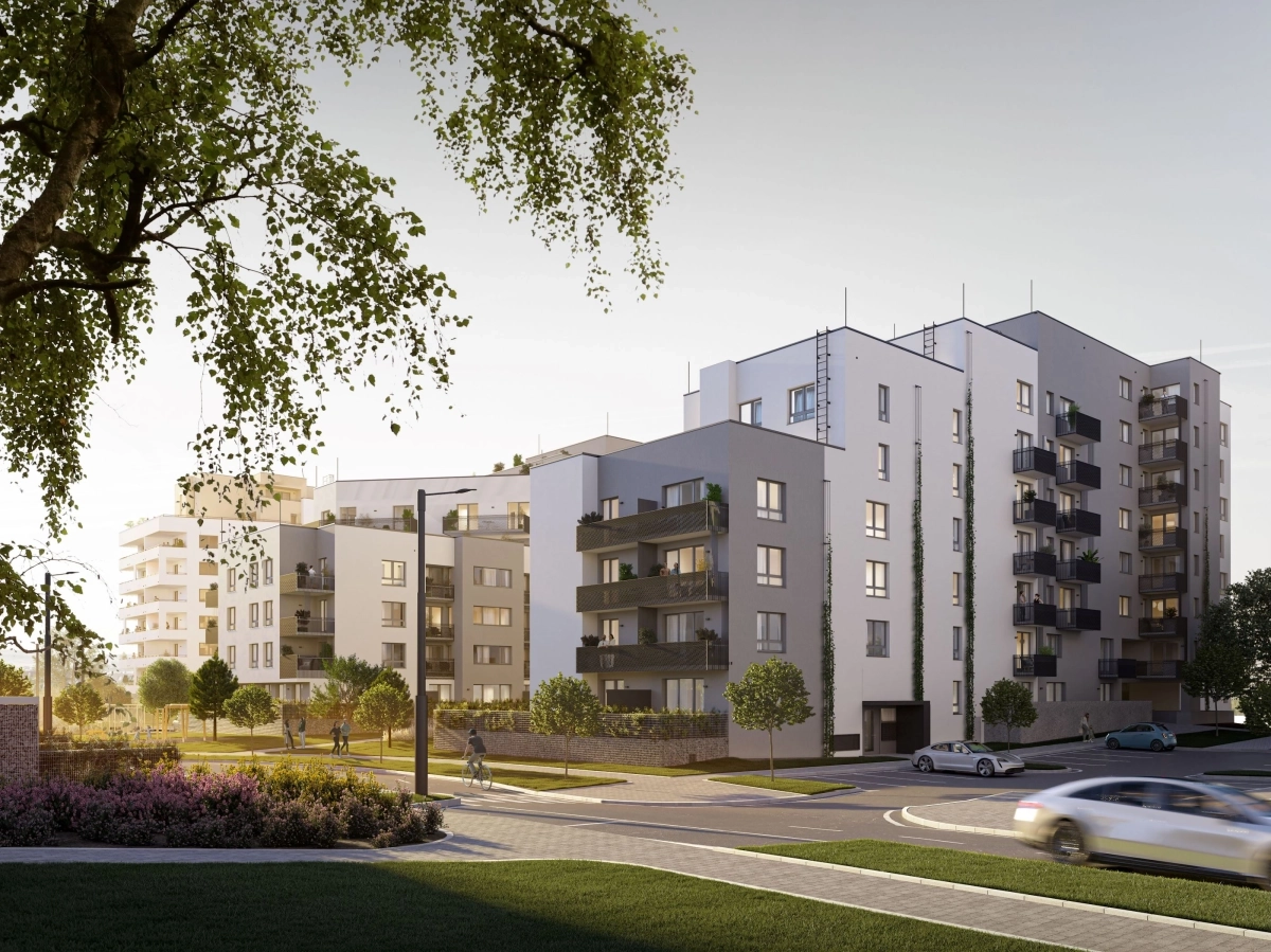 Masu betonu rozrušují různé výškové úrovně domu