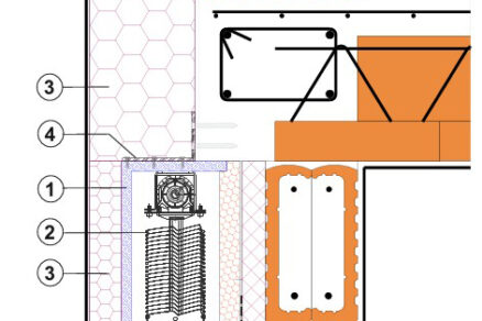 Technický detail napojení kastlíku na žaluzie na zateplenou fasádu