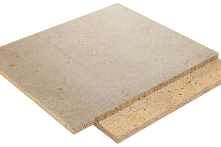 Detail cementotřískové desky s polodrážkou pro suchou podlahu