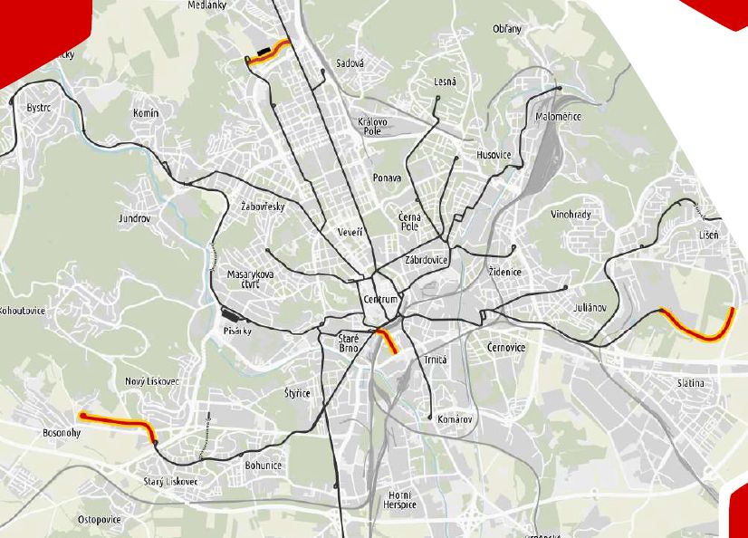 Nové úseky tramvaje plánované do roku 2030. Nové úseky tramvaje plánované do roku 2030.
