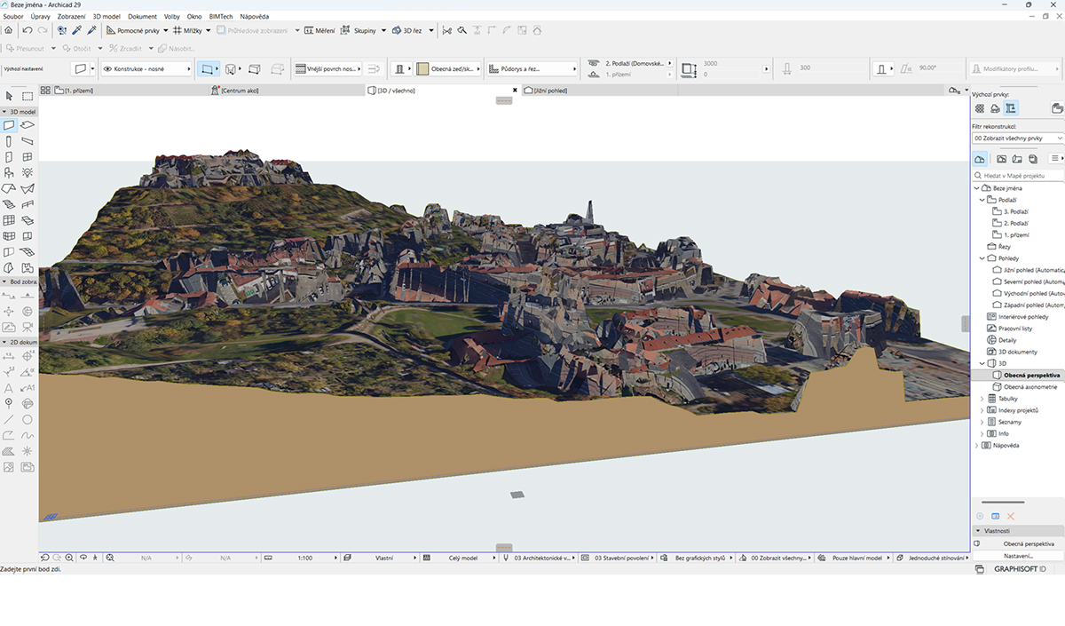 Vygenerovaný 3D terén DMP 1G s texturou