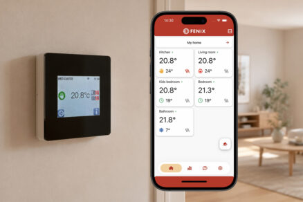 Ovládanie elektrického vykurovania pomocou nástenného termostatu a mobilnej aplikácie.