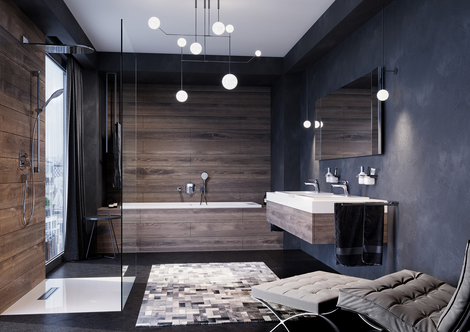 Série KLUDI AMEO se širokou škálou dostupných řešení umožňuje velkou volnost v uspořádání koupelny.