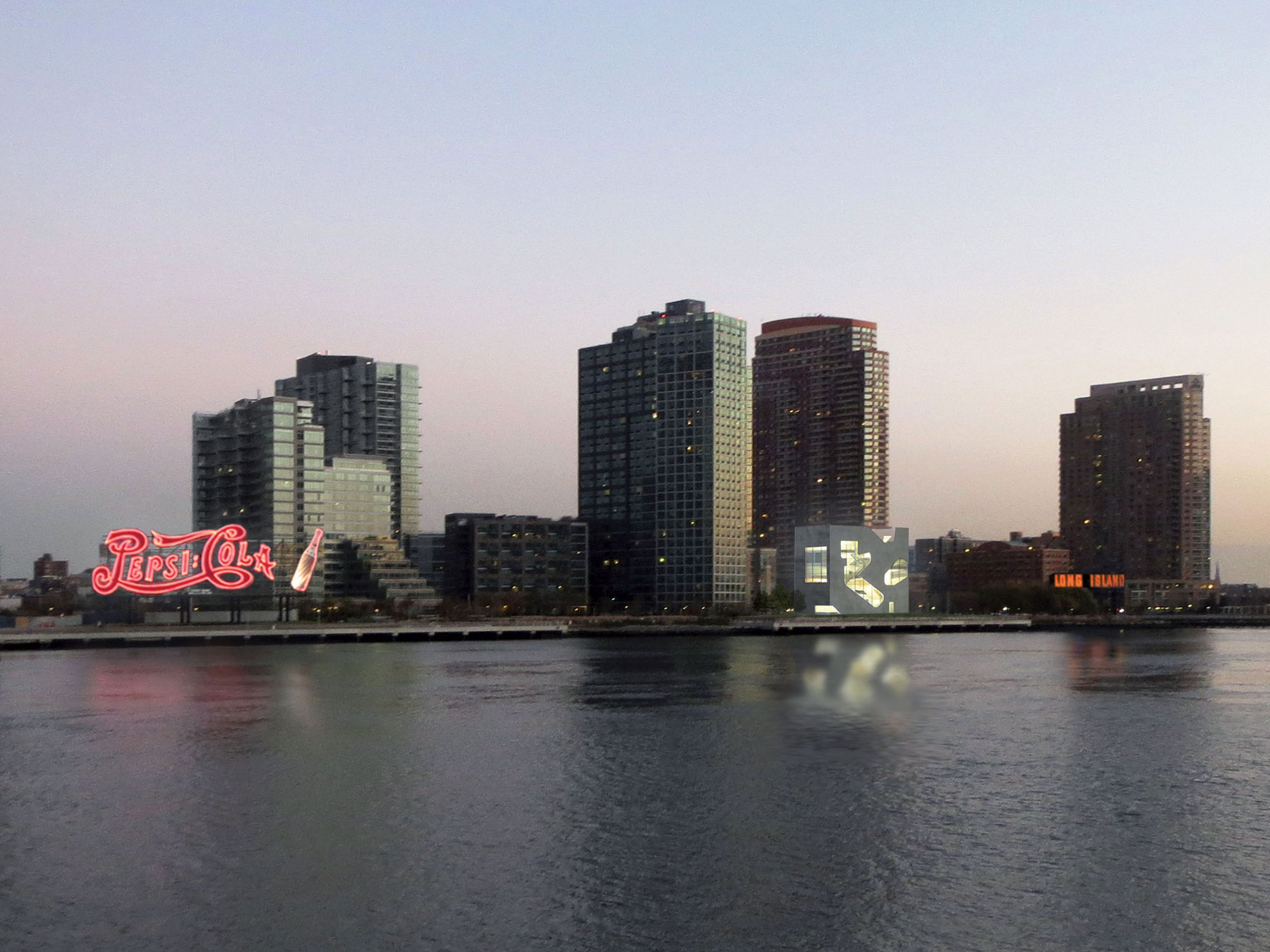 Při večerním osvětlení bude knihovna jedním z majáků na nábřeží řeky East River.