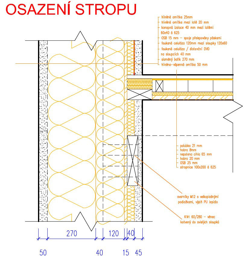 Pasivní rodinný dům jako ekologická dřevostavba foto - detail_strop